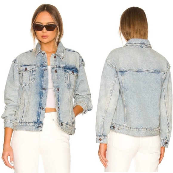NWT We The Free People Jolene Trucker Denim Jean Jacket in Tennessee River S - Picture 7 of 16